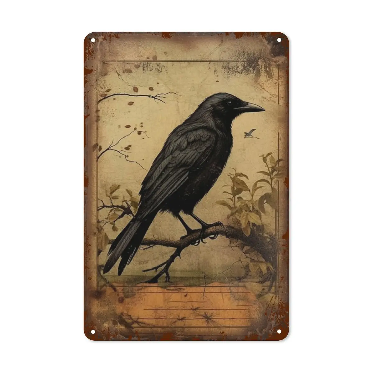 Raven Tin Sign - 8x12 Inch - Retro Halloween Tin Sign Metal Wall Decor Poster Vintage Tinplate Sign for Home Bar Garage Garden P