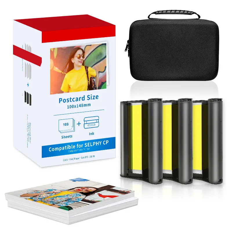 

KP108 For Canon SELPHY CP1500 Compact Photo Printer Kit Wifi wireless for KP-108IN RP-108 CP1200 CP900 CP910 Photo Paper 6 inch