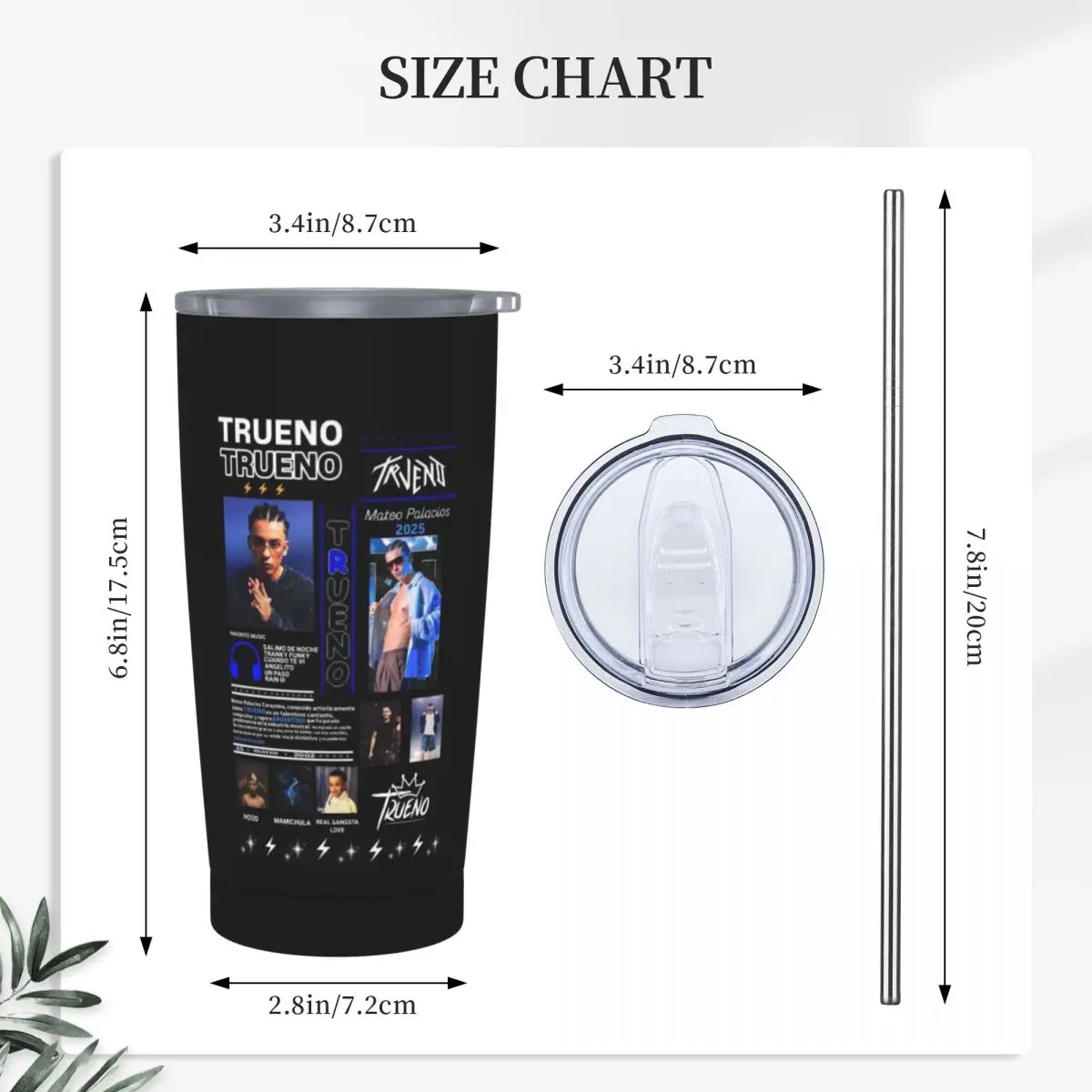 Funny Trueno Hip Hop Rapper Stainless Steel Tumbler Vacuum Insulated Mug Thermal Cold Cup Straw With Lid 20oz