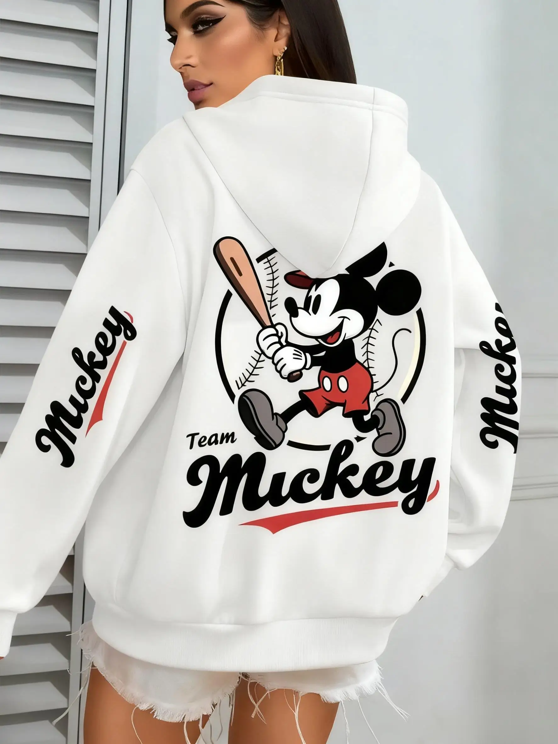 Y2k Disney Mickey Felpa con cappuccio Donna Uomo Casual Pullover Felpa Streetwear Oversize Vintage Top a maniche lunghe Nuova moda autunnale