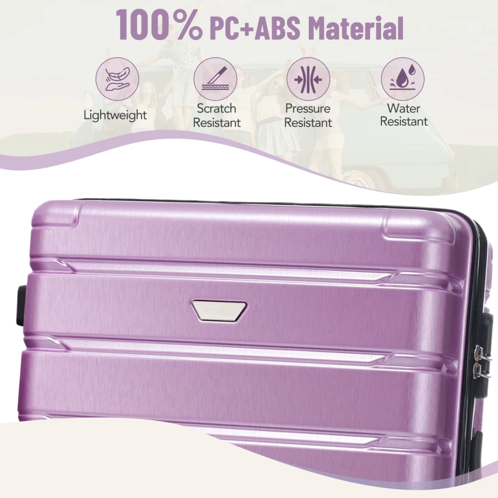 Hardshell Luggage Set 3 Piece Durable ABS+PC Travel Suitcase with Spinner Wheels for Men Women (20/24/28 Inch)