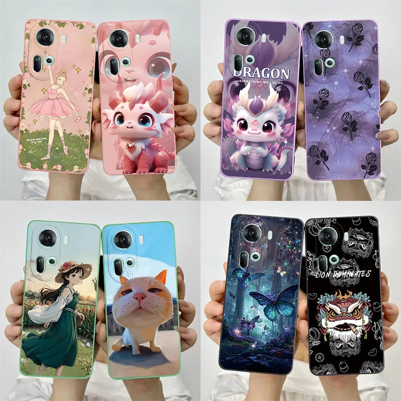 For OPPO Reno 11 CPH2599 Case Reno11 5G Soft Silicone Shockproof Back Cover Painted Printed Pattern TPU Protective Phone Shell