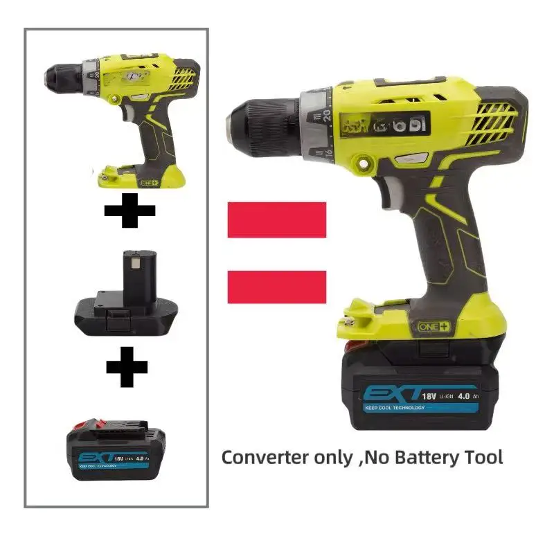 Konwerter adaptera baterii do adaptera litowego Erbauer 18 V kompatybilny z konwerterem narzędzi Ryobi 18 V (nie obejmuje narzędzi i baterii)