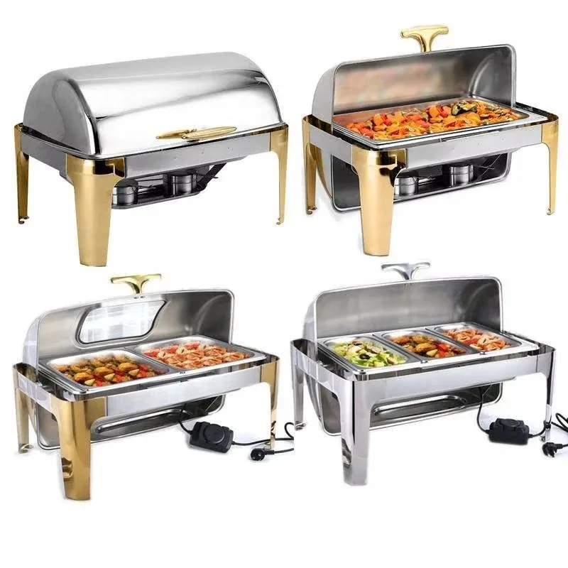 Luxury Chafer Gold Buffet Food Warmer Electric Hotel Set Shaffing Chafing Dish Heater Buffet Serving Chaffing Dish for Catering