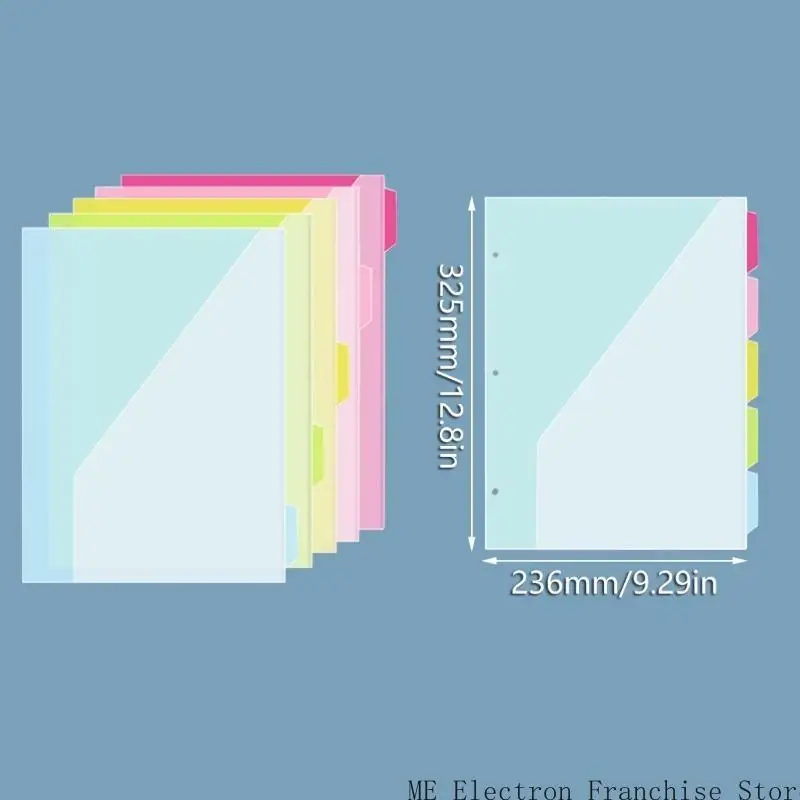 T5EA 5 PCS منظمو المستندات 3 ثقوب مجلدات ملفات فهرس مجلدات الصفحة