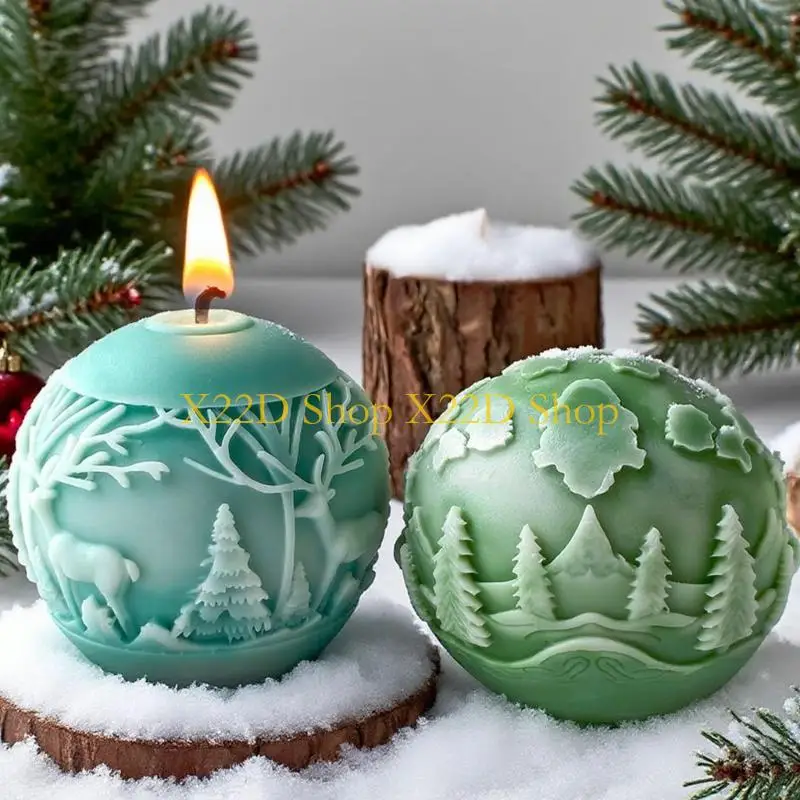 X22D Sphere Silicone Mold Easy Releases Design Christmas Ball Ornament Home Decoration Soap Making Mould