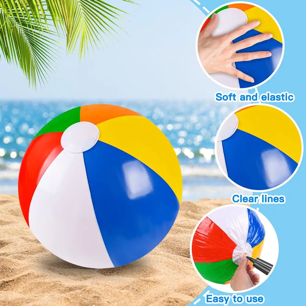 12"/20" Inflatable Beach Balls With Air Pump Swimming Pool Water Games Toys for Kids Summer Beach Party Bath Supplies Decoration