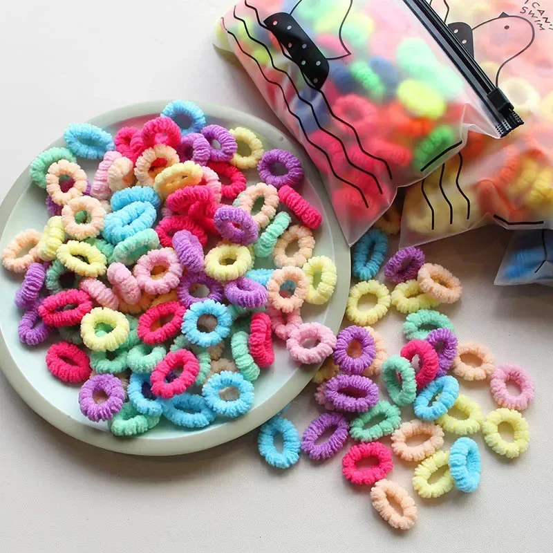 100Pcs Kids Elastic Hair Bands Girls Gum Scrunchie Rubber Band for Children Soft Hair Ties Headband Baby Hair Accessories