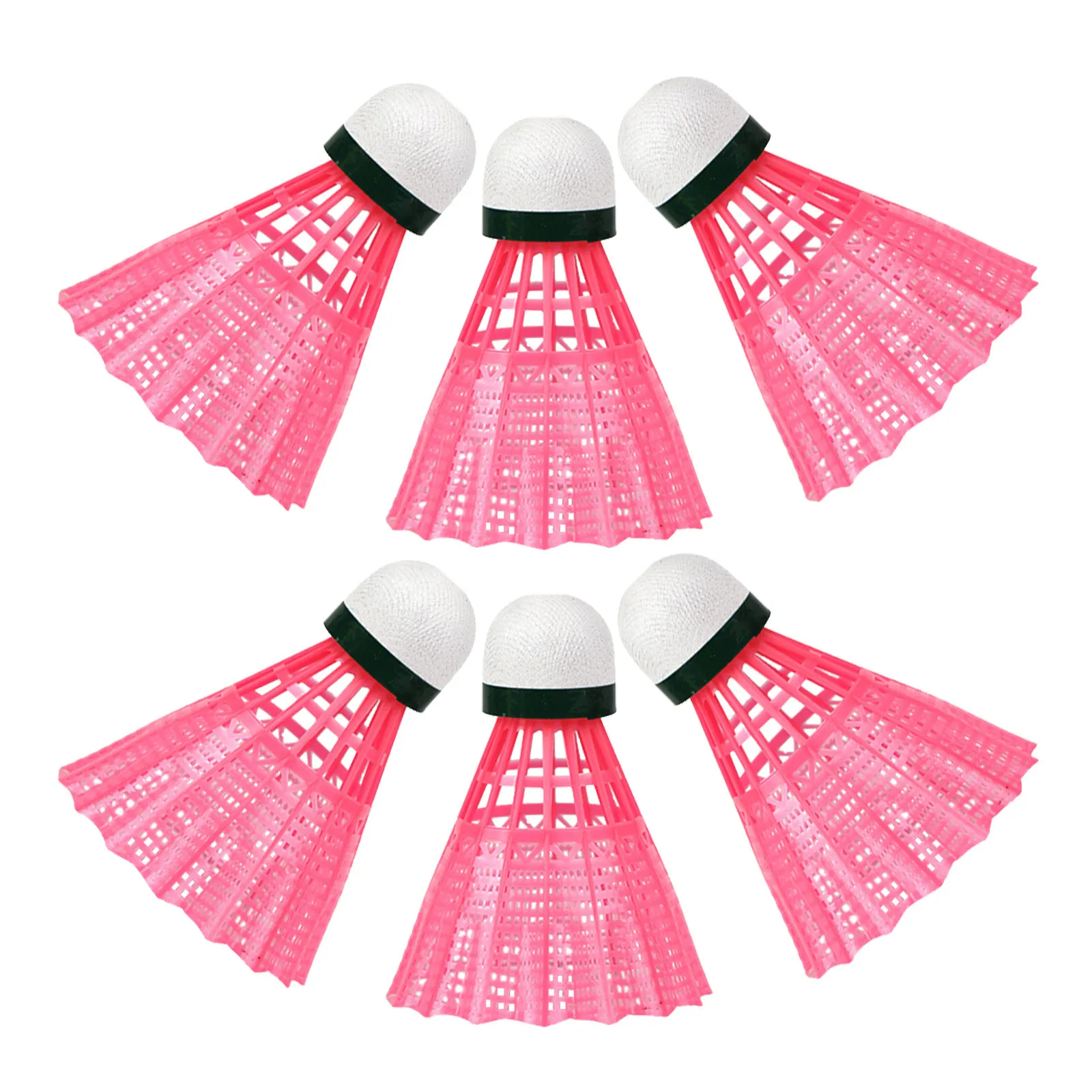 

6 шт. высокопрочных воланов для бадминтона, нейлоновая конструкция, отличная эластичность, устойчивость к трещинам, для любителей и тренеров.