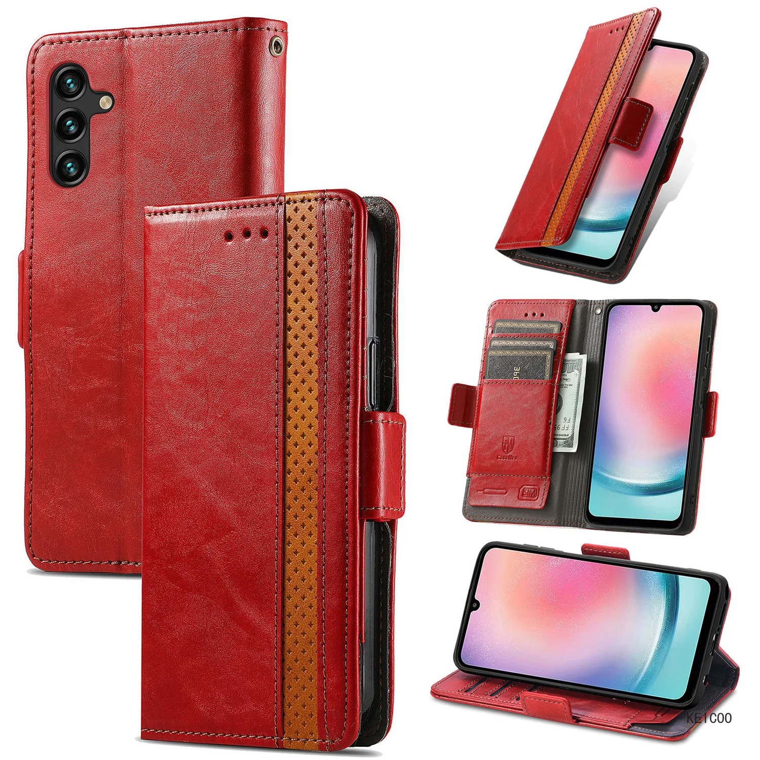 Stand Holder for Samsung Galaxy A24 A14 A 24 14 M14 M54 M 14 54 S23 FE GalaxyA24 GalaxyS23FE 4G SM-A245F Flip Cover Leather Case