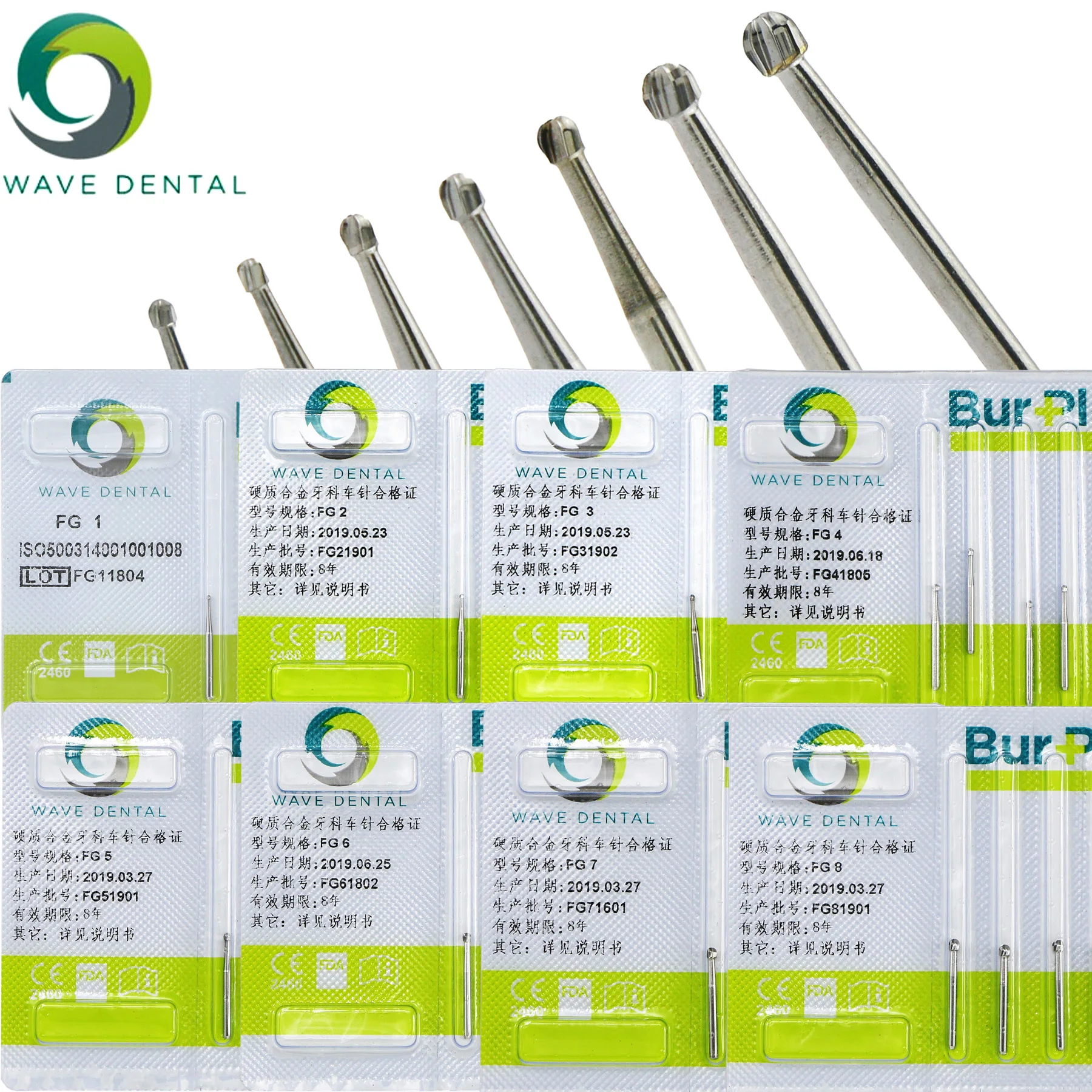 Wave Dental Oral Tungsten Carbide Burs Surgical High Speed FG Round Pear Long Shank