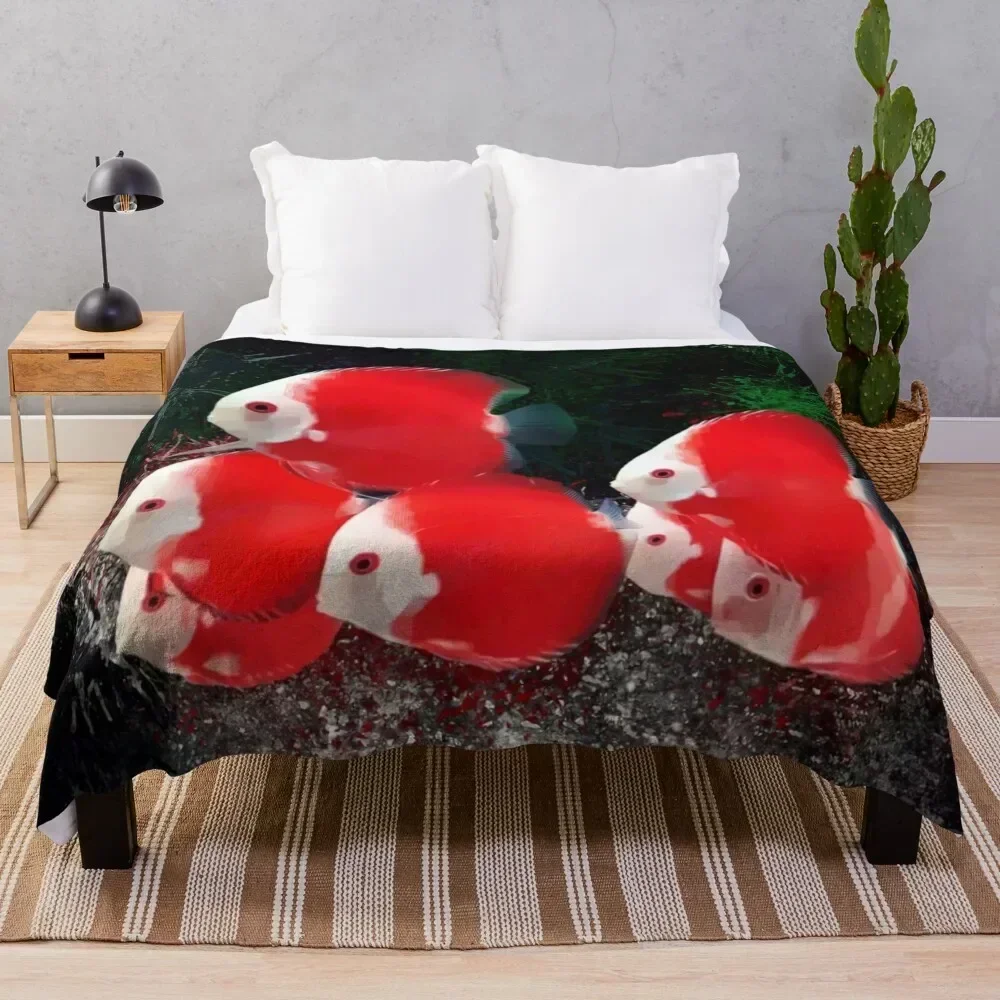 

White Face Red Discus School Throw Blanket Long Lasting Soft Plush Blanket for Daily Use