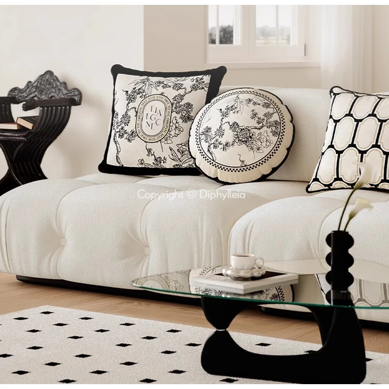 Diphylleia Moroccan Manor Retro Black And White Geometry Cushion Cover Lush Velvet Decorative Throw Pillow Case Chic Home Decor