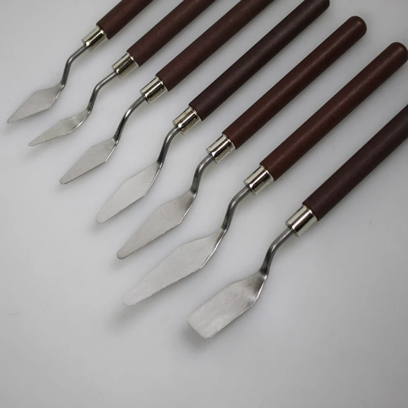 7 Stuks Olieverfmes Set Olieverfschep Olieverfschilderij Palet Mes Olie Acryl Schilderij Gereedschap Voor Kleurmenging