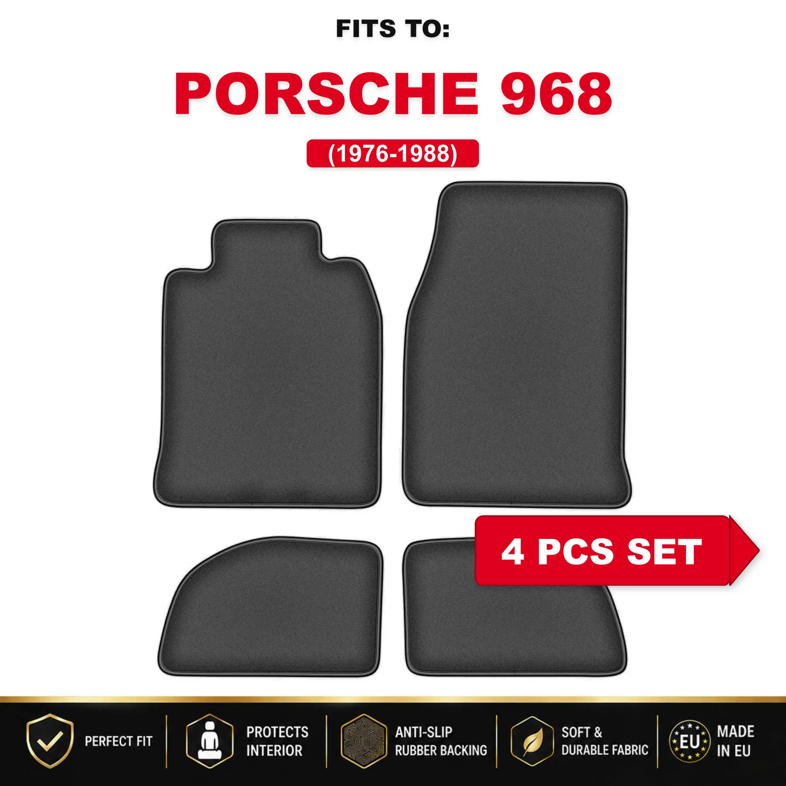 PREMIUM velours automatten voor: Porsche 944 1976-1988 Coupé, passende automattenset