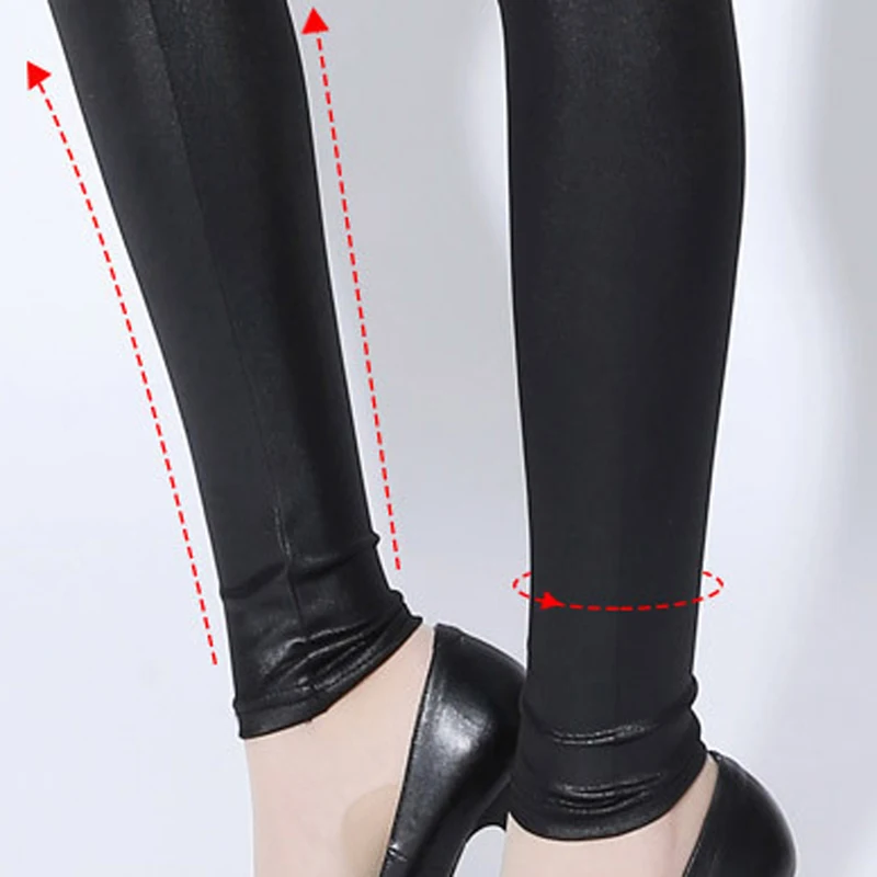 Black Pu Leather Skinny Pants Women Sexy Slim Fit Elastic Pencil Pants Ladies Solid Color PU Leather Party Trousers