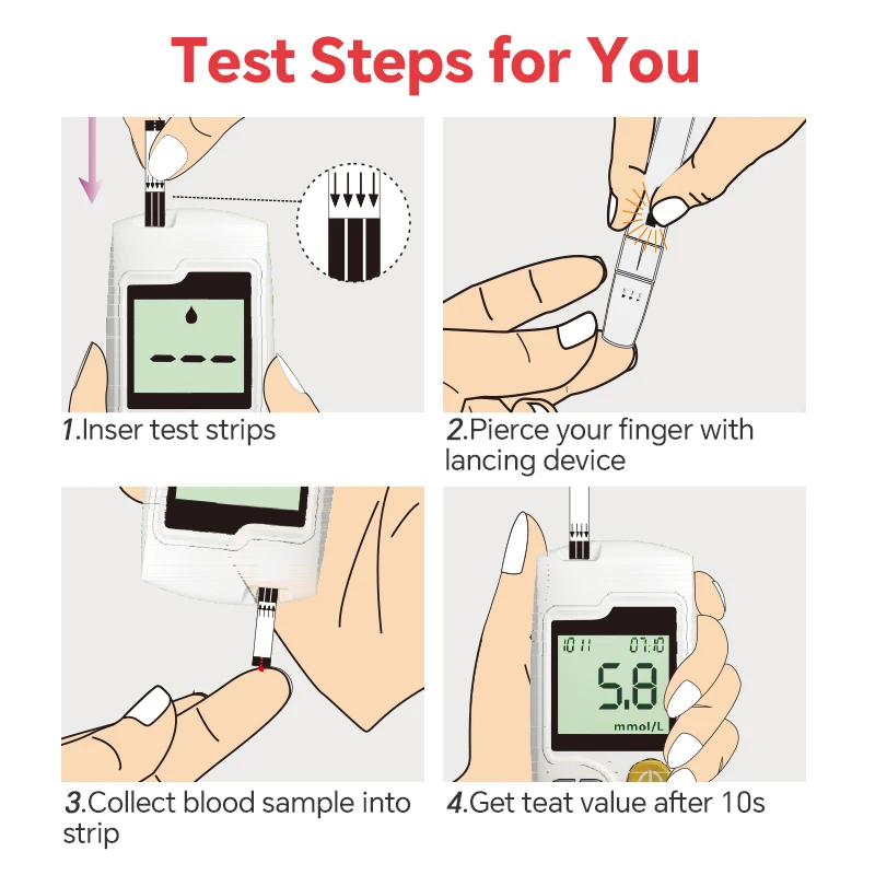 Medical Diabetes Glucometer Microtech (100/200pcs for GA-3) Sinocare Blood  Glucose Test Strips Lancets Needles