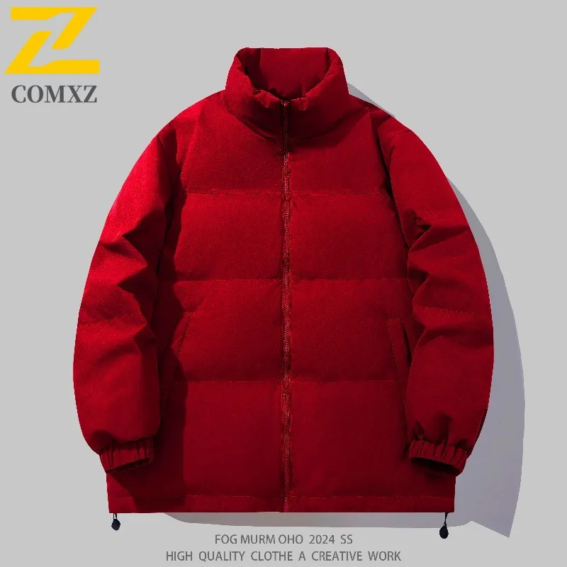 COMXZ Classic Stand Collar Men Down Jacket Casual Hiking Travel Cold Resistant Parka Daily Style Thickened Warm Winter Down Coat