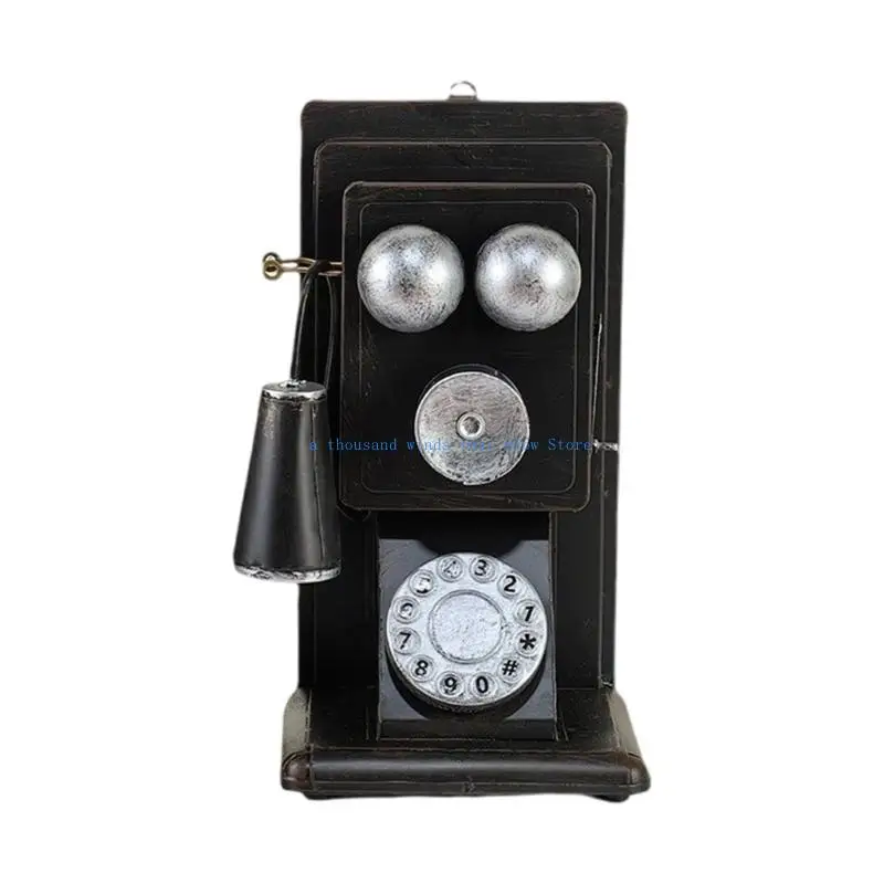 

E7CC Retro Antique Thene Model Metal Ornament Vintage Stateue Phone Статуя для стильных домашних и кафе