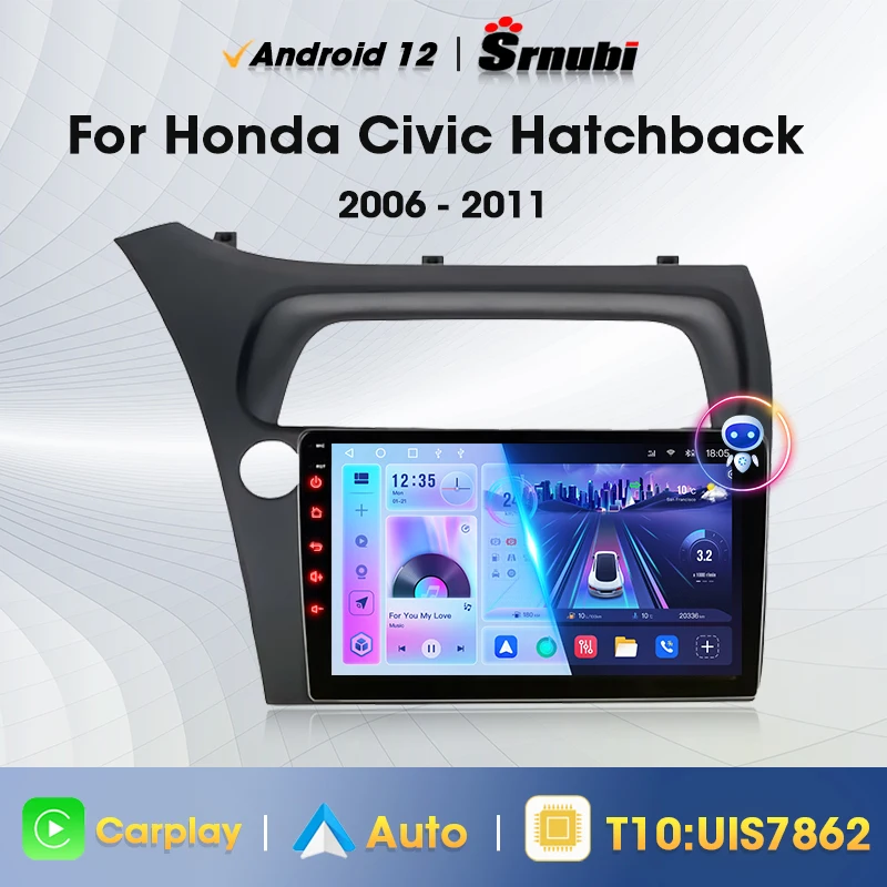 

Srnubi 9" 4G Carplay DSP 2din Android 12.0 Car Radio Multimidia For Honda Civic Hatchback 2006-2011 Video Player Navigation GPS