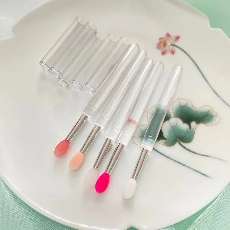 Portátil Silicone Lip Brush com tampa, macio multifuncional, bálsamo aplicador, batom, Lipgloss, pincéis de maquiagem plana