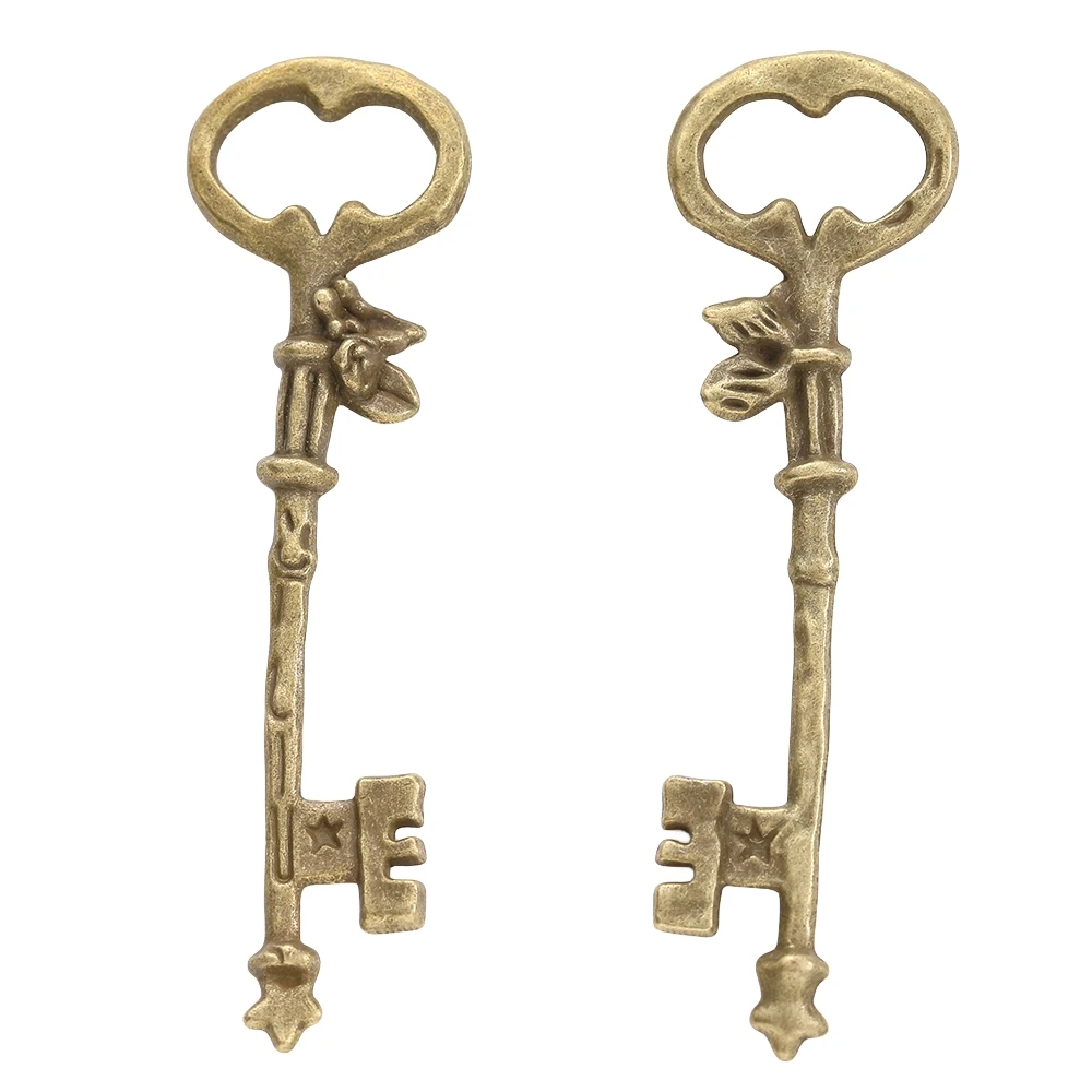 قفل مفتاح سحر سبيكة الزنك خمر ، قلادة معدنية ، إكسسوارات صنع المجوهرات ديي ، 5 ،