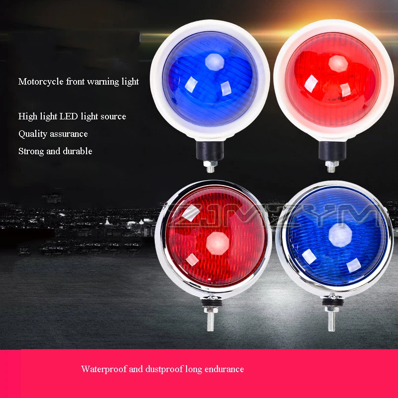 12V Strobe Police Lights LED Red Blue Beacon Patrol Motorcycle Stroboscopes Lights Round Flashing Lights Accessories Parts