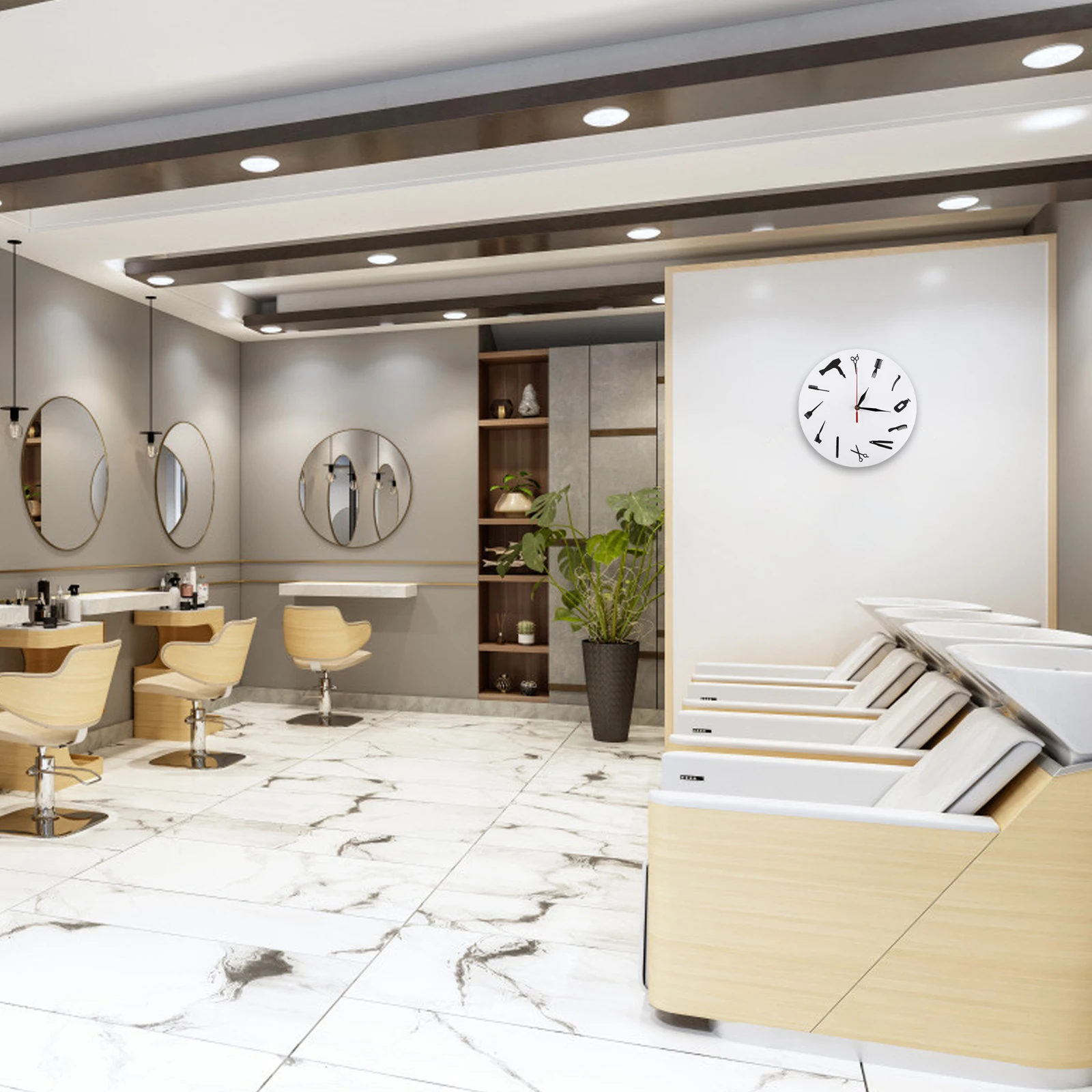 

Acrylic Wall Clock Round Decorative Hair Salon Stylist Clock Home Decoration Barbershop Bedroom Living Room Coffee Shop