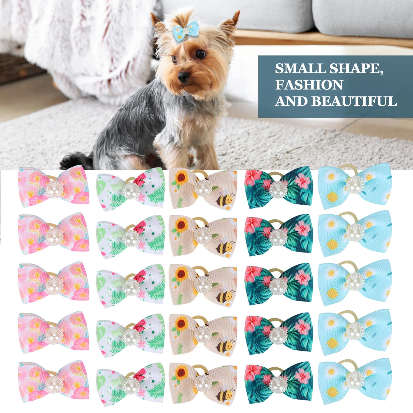 25pcs Pet Hair Bows Mixed Styles Pet Cat Puppy Small Dog Grooming Accessories