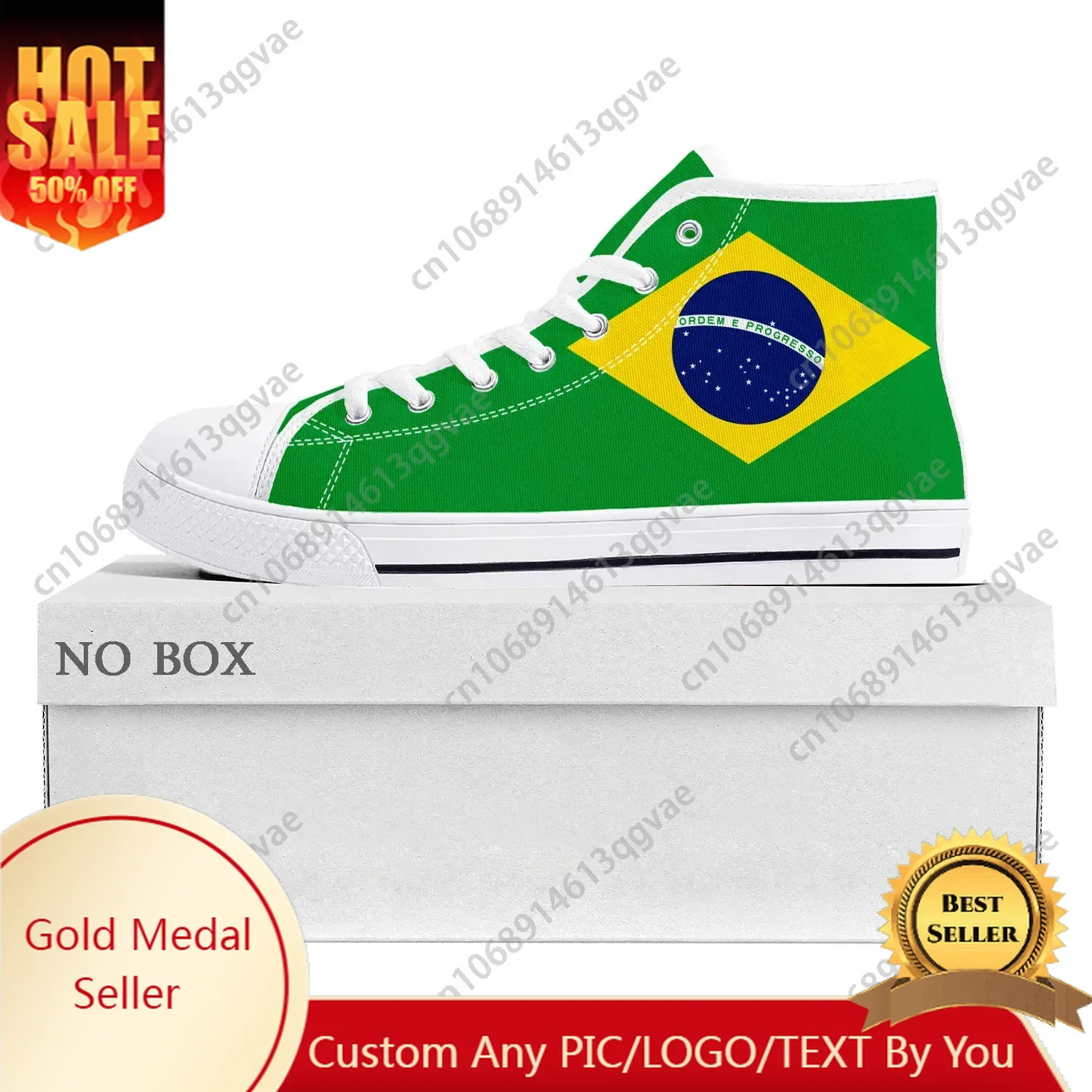 

Brazilian Flag High Top High Quality Sneakers Mens Women Teenager Canvas Sneaker Brazil Football Casual Couple Shoes Custom Shoe