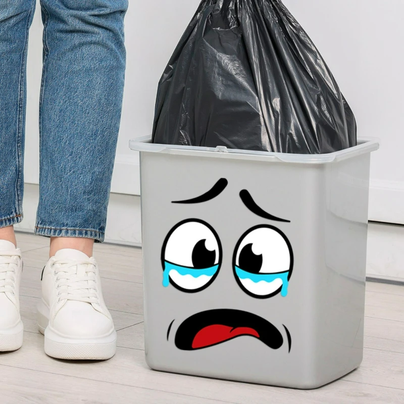 Cartoon Face Stickers - Self-Adhesive Removable Decals for Plastic & Glossy Surfaces,Fun Home Decor for Trash Cans,Walls,Toilets view 2