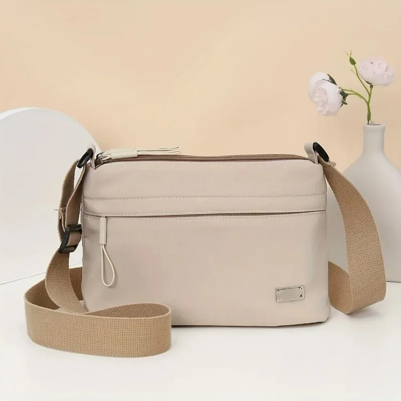 Minimalist Solid Color Nylon Bag Women'S 2025 New Multi-Functional Casual Portable Fashion Single Shoulder Crossbody Bag