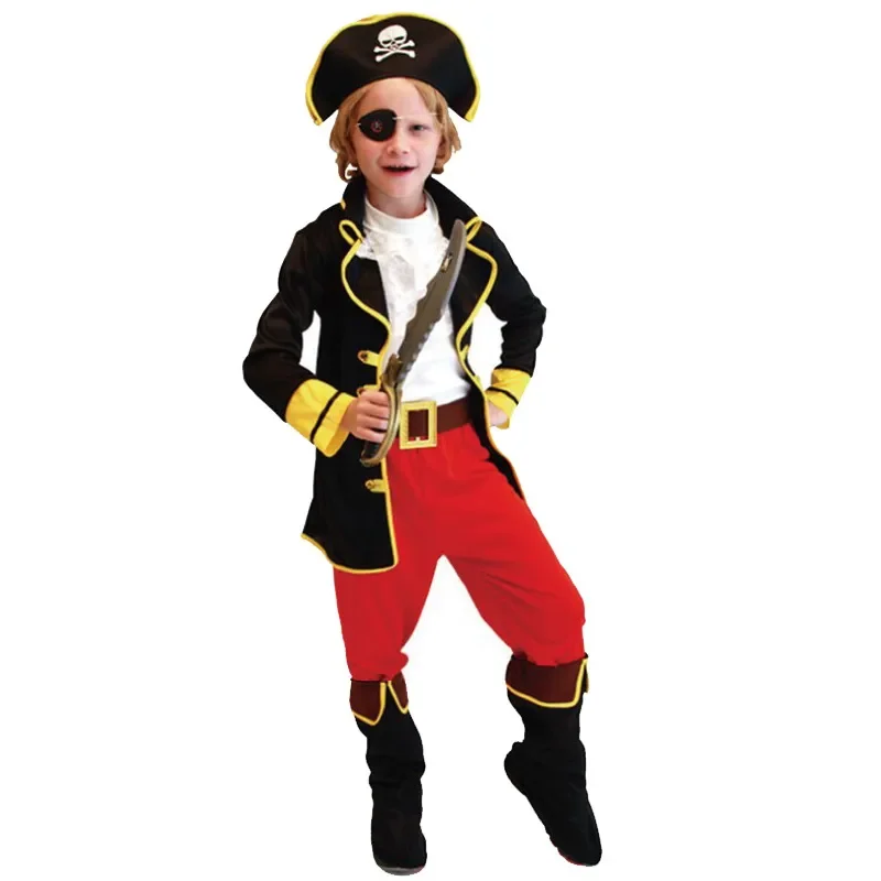 Pirate Costume Kids Pirates of The Caribbean Jack Sparrow Cosplay Child Boys Clothes Prop Suit Carnival Party Costumes for Kid