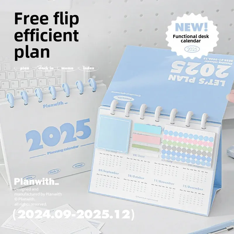 PlanWith Friend 2025 Mushroom Button Calendar Study Desk Calendar With Notepad And Card Slot Office Supplies From China