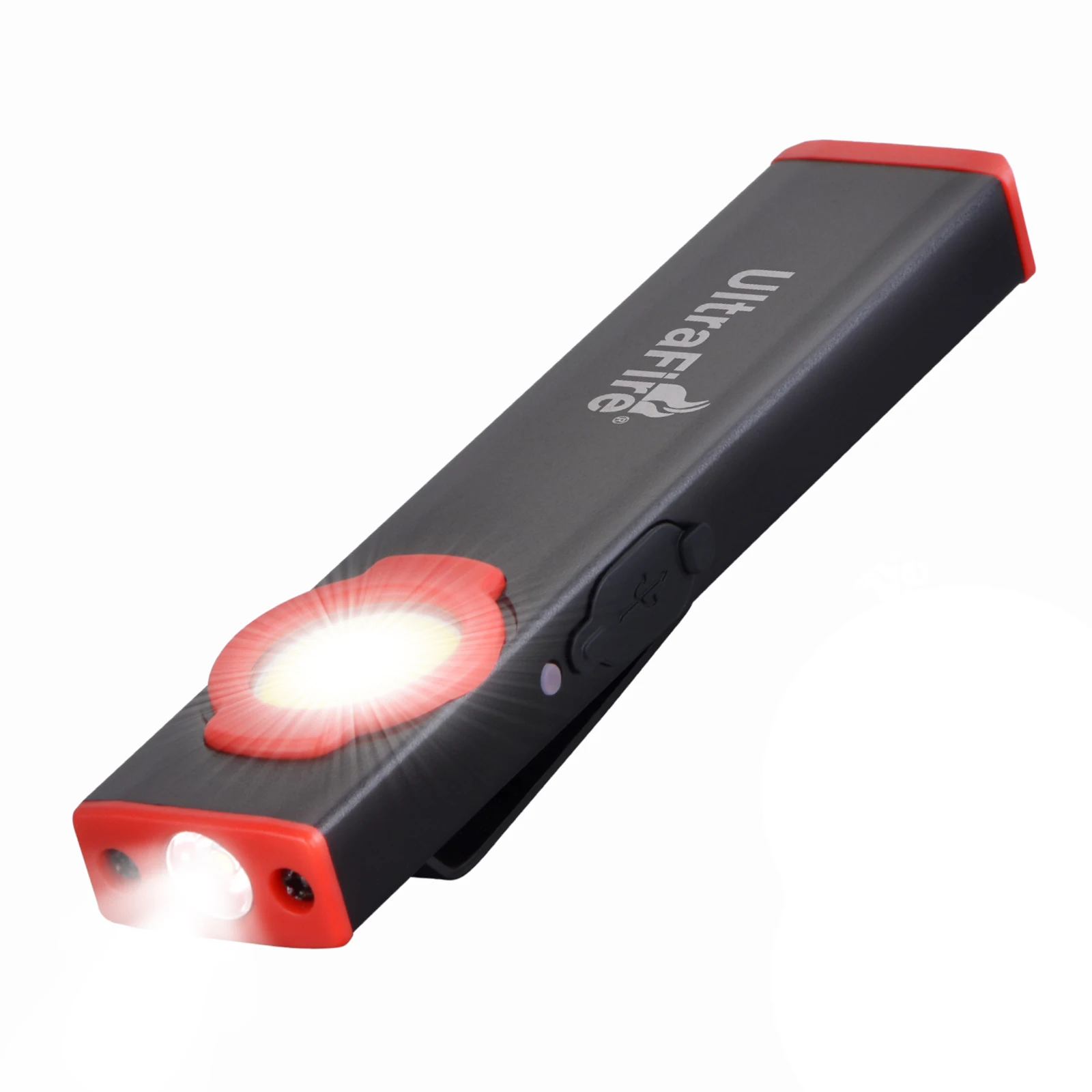 UltraFire UF-385 LED Keychain Flashlight Portable COB Mini Clip Torch USB Rechargeable Dual Light Pocket Work Light with Magnet