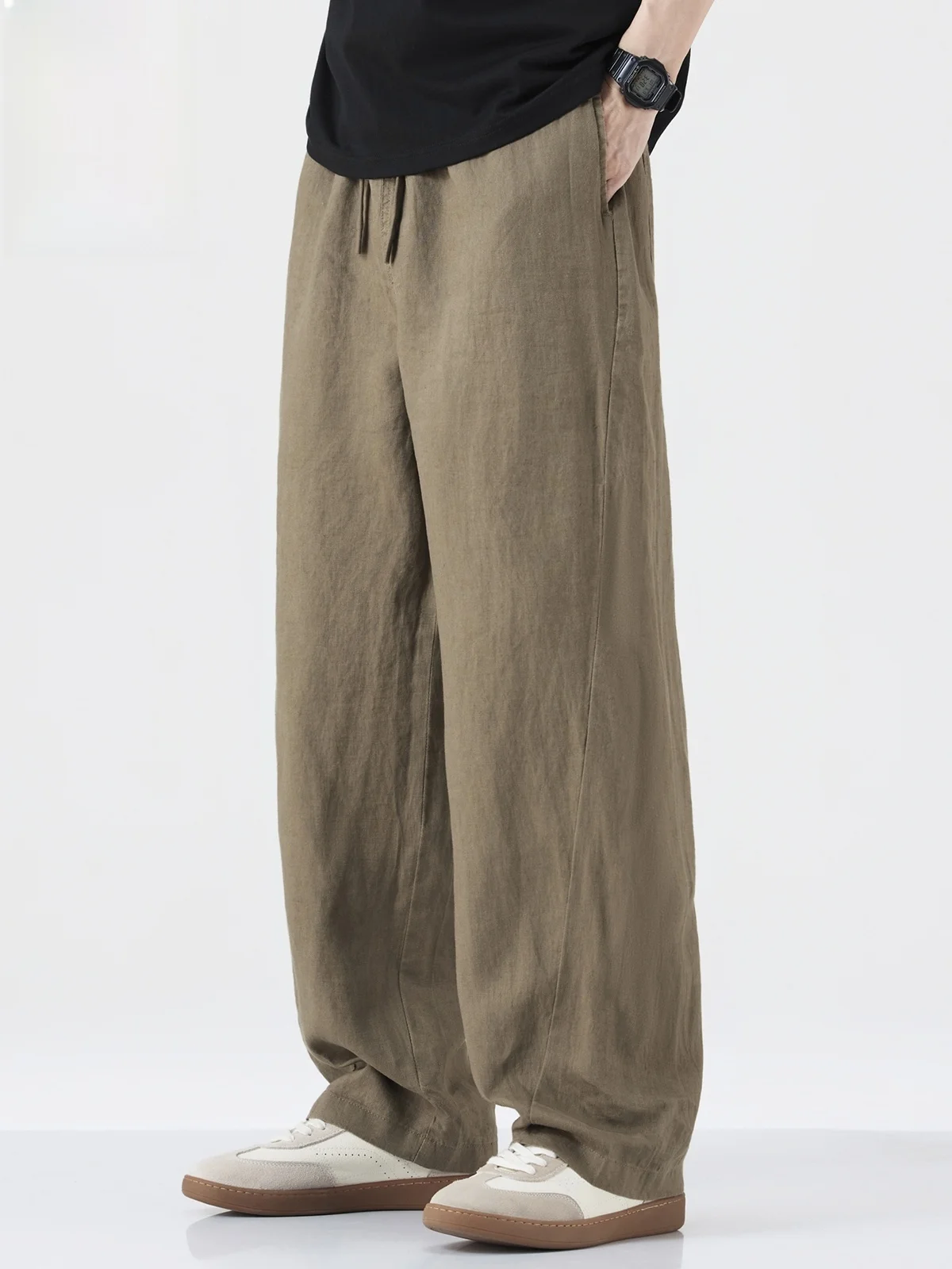 

Pure Linen Casual Pants Men's Spring New Wide Leg Loose Straight Leg Long Pants Casual Trousers Youth Vitali Sle