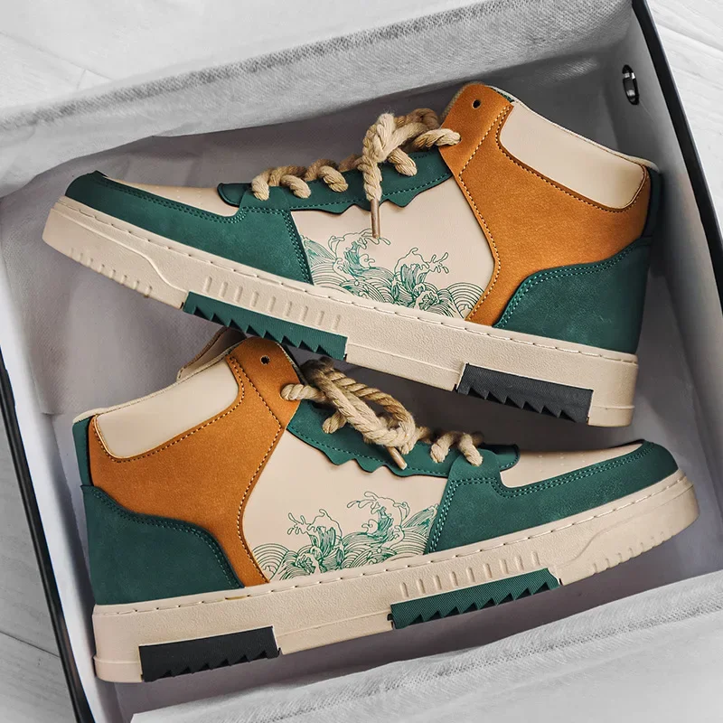 أحذية رياضية رجالية عصرية وصلت حديثًا للخريف أحذية عالية الجودة غير رسمية على الطراز الكوري متعددة الاستخدامات للمراهقين نعل سميك للبيع بالجملة حذاء AJTrendy #1