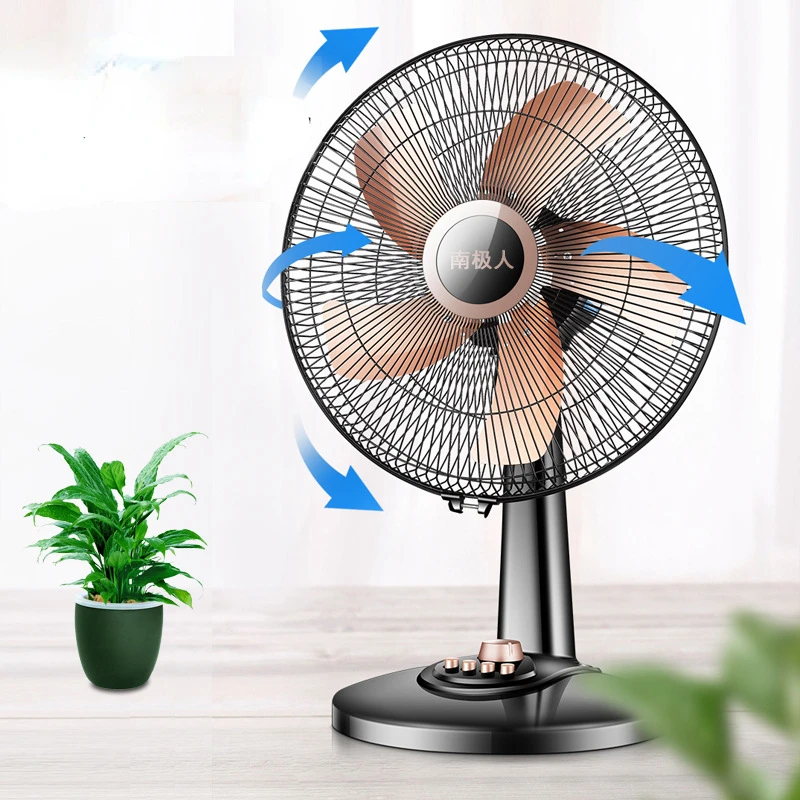 

Desktop 3-speed Wind Speed Electric Fan, Household Power-saving Student Floor Fan Silent Shaking Head Turning Page Fan Led Fan