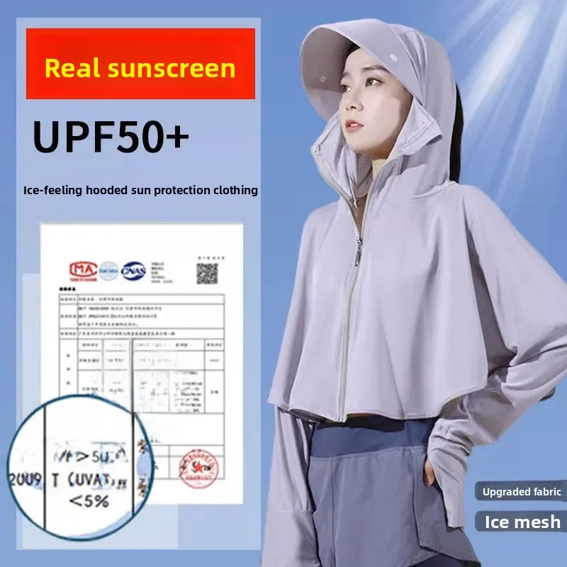 

Sun Protection Ice Silk Hat for Women Summer Full Face UV Protection Mask Vehicle Riding Sun Hat Bicycle Riding