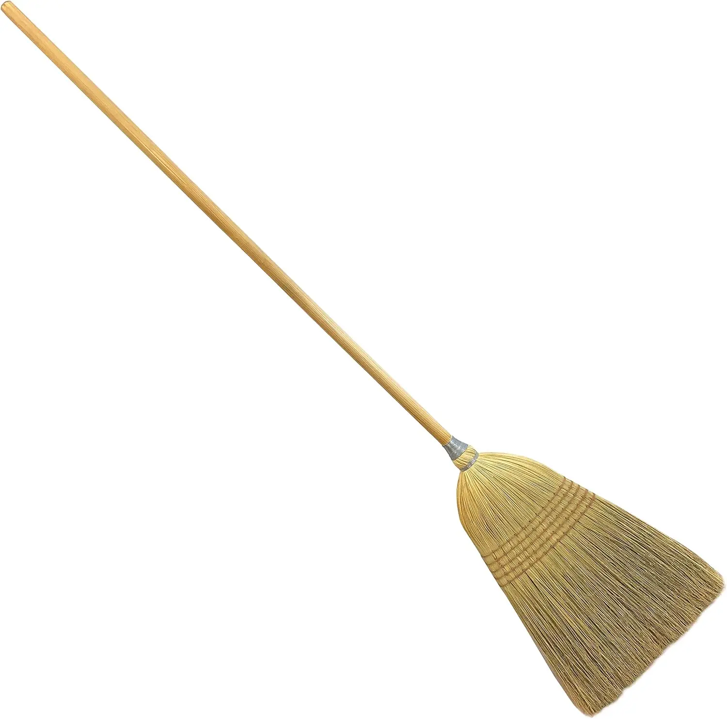 95033 Heavy-Duty Corn Broom with Wooden Handle, 5 Sews, 100% Natural Corn Fill for Indoor or Outdoor Sweeping