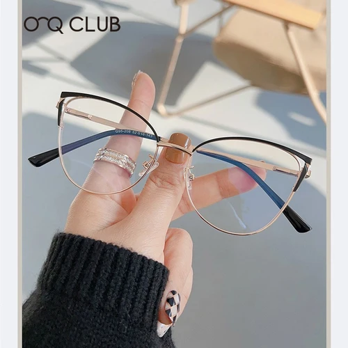 Imagen 2 del producto O-Q CLUB gafas De lectura tipo ojo De gato con lentes De cristal para leer monturas De gafas Lunettes De Lecture Lunette Pour Femme Original para hombres