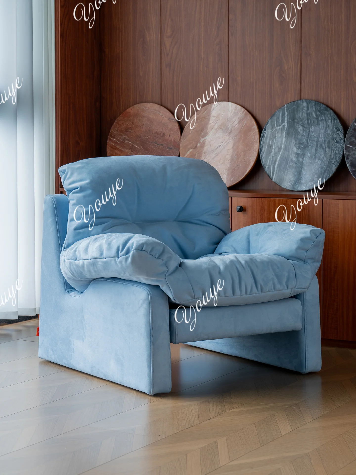 SX Single Sofa French Lazy Cream Style Cat Claw Cloth Designer Sofa Living Room Home Small Apartment Easy To Clean