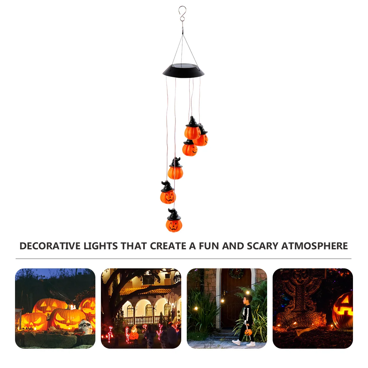

1Pcs Halloween Pumpkin Solar Windbell Lamp Orange Garden Decorative Light Changing Colors Solar Windbell Lamp