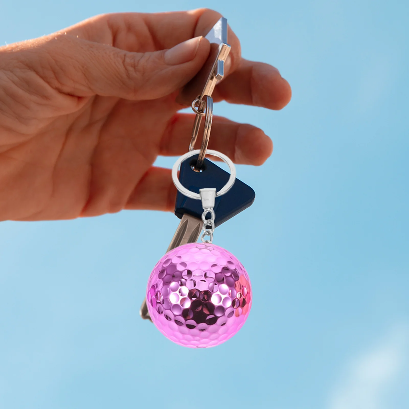 

4Pcs Golf Ball Keychain Gold Plated Finish Golf Souvenirs for Men Women Party Favors Backpack Hanging Ornament Sports Themed