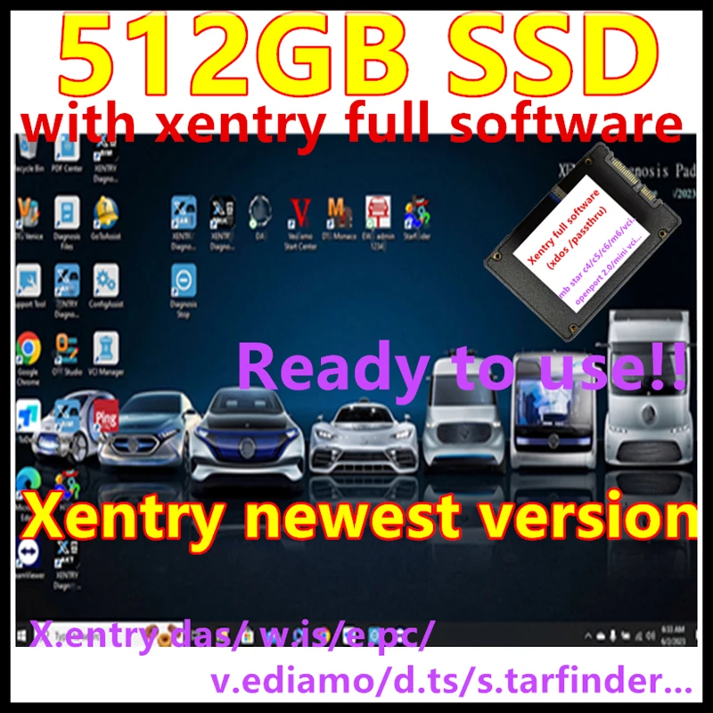 2023.09 Xentry DAS Diagnostic Software for Mersedes Benz MB STAR sd C4/C5/C6/openport 2.0 xentry full software install in SSD