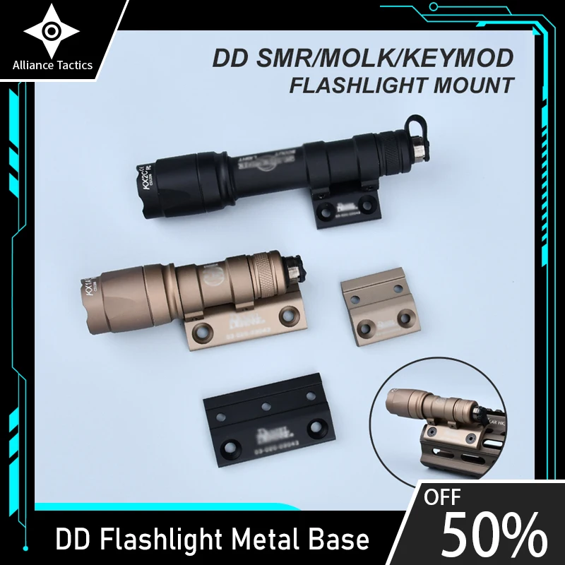 

Tactical Airsoft DD Metal Base Fit Surefir M300 M600 Flashlight Keymod MLOK SMR Mount Weapon Hunting Light Mount Accessories