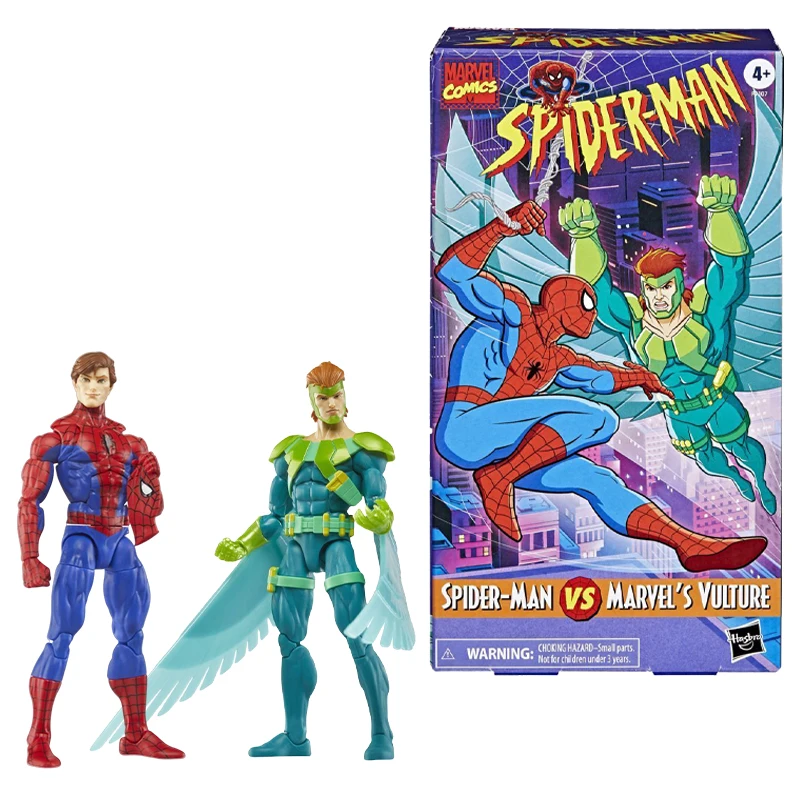 Hasbro Marvel Legends Series Spider-Man Comics Spider-Man VS Vulture VHS 6-Inch Collectible Action Figure 2-Pack Toy Gift