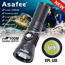 Asafee DT11 Scuba Dive Light XPL 1200lumen Underwater Small Handheld Diver Torch Waterproof  LED Diving Flashlight