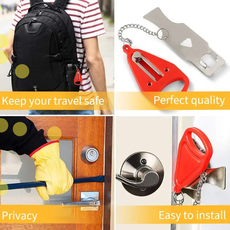 Portable Door Lock Keyless Anti-theft Hotel Lock Travel Locks Childproof Door Lock Security Home Safety view 3