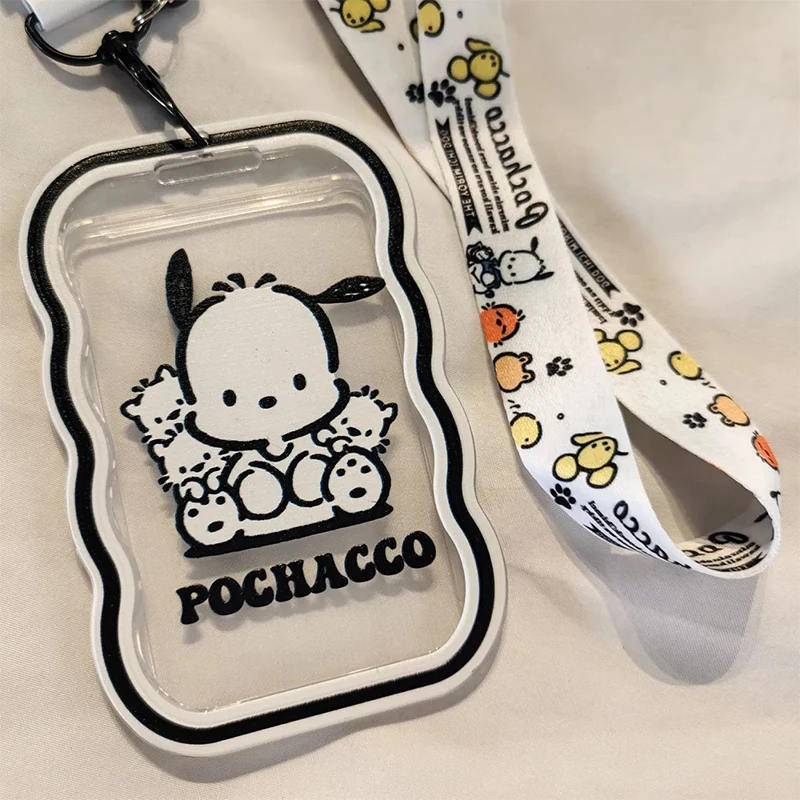 Sanrio Pochacco Transparent Wave Anti Lost Photo Card Lovers Idol Photo Sleeve Keychain Cards Protector Case Student Card